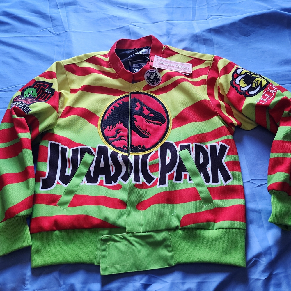 HEADWEAR CLASSICS MEN'S JURASSIC PARK WORK JACKET GREEN/RED SIZE XSMALL NEW!!!!